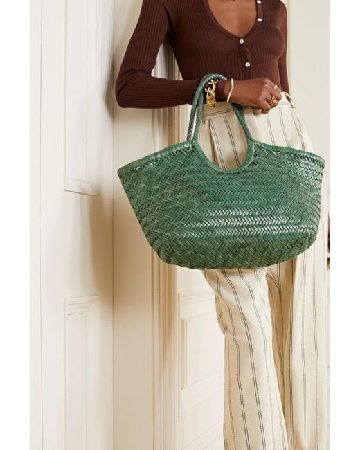 Dragon Diffusion Green Nantucket Large Woven Leather Tote