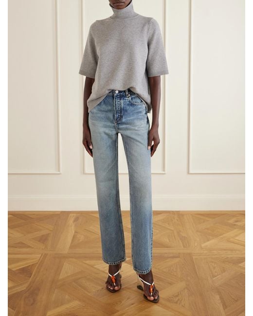 Alaïa Blue High-Waist Straight-Leg Jeans