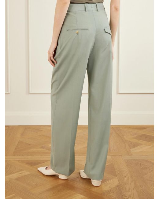 Kallmeyer Green Aiden Pleated Grain De Poudre Straight-Leg Pants