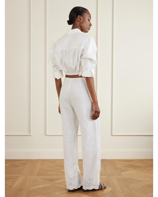 Staud White Lisa Knotted Linen Shirt