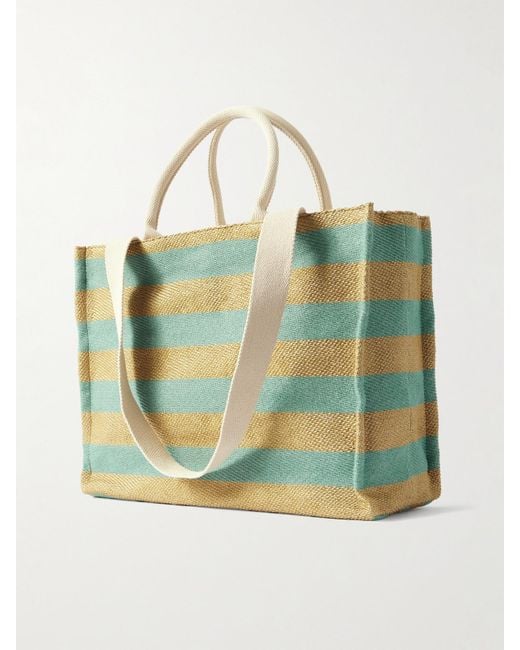 Sac À Main En Raphia Synthétique À Broderie, Rayures Et Finitions En Toile Basket Large Marni en coloris Green