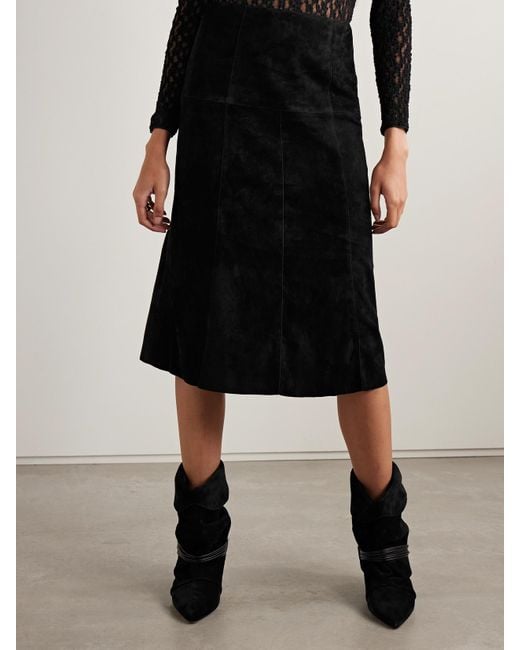 Jupe Midi En Daim Devy Isabel Marant en coloris Black