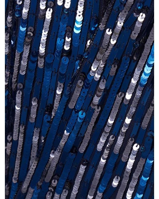 Jenny Packham Blue Schulterfreie Robe Aus Tüll Mit Kristallen Und Pailletten