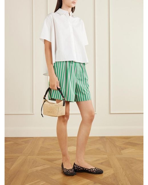 Loewe Metallic Paula's Ibiza Cala Leather-Trimmed Raffia Pouch