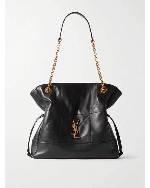 Saint Laurent Black Jamie Shopping Mittelgroße Schultertasche Aus Gestepptem Leder