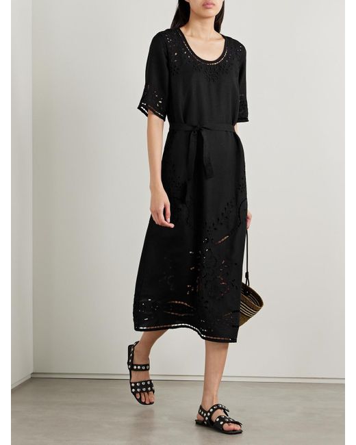 Sea Black Lula Broderie Anglaise Voile Midi Dress