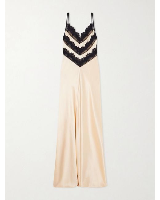 Rodarte Natural Lace-Trimmed Silk Gown