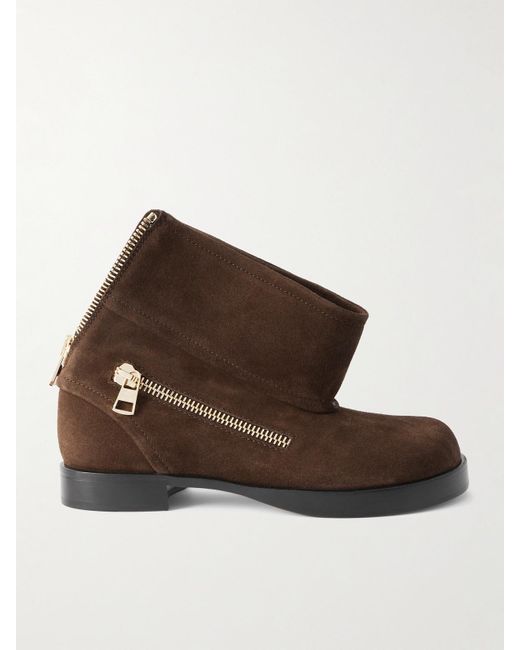 J.W. Anderson Brown Zip-Detailed Suede Ankle Boots