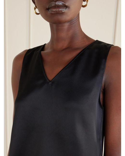 Leset Black Barb Satin Tank Top