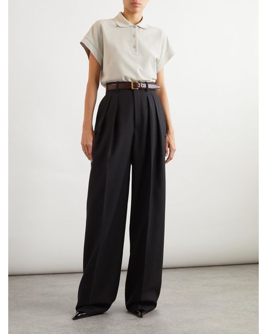 Saint Laurent White Polohemd Aus Piqué Aus Einer Baumwollmischung Mit Logostickerei