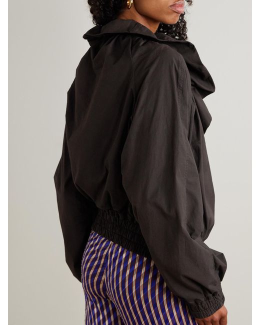 Dries Van Noten Black Ruffled Gathered Cotton-Blend Jacket