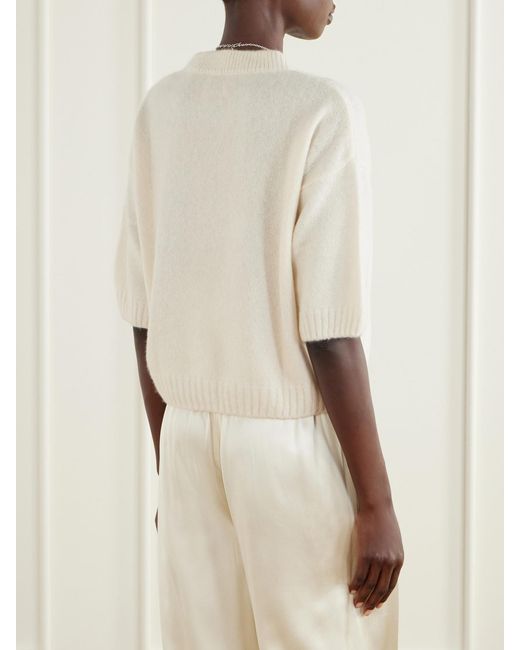Allude White Cashmere And Silk-Blend Sweater