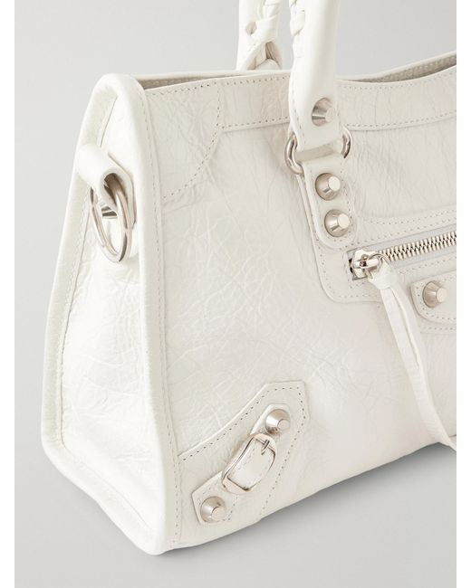 Balenciaga Natural Le City Small Embellished Textured-Leather Tote