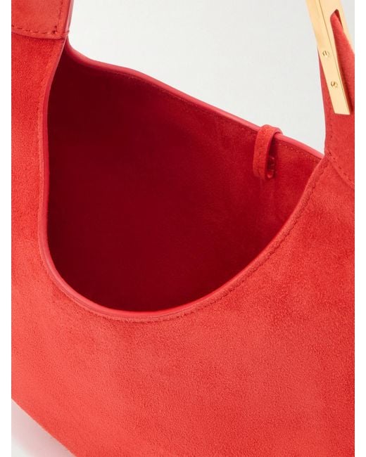 SAVETTE Red Florence Small Suede Shoulder Bag