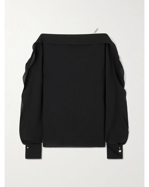 Lanvin Black Long Sleeve Top With Ruffles