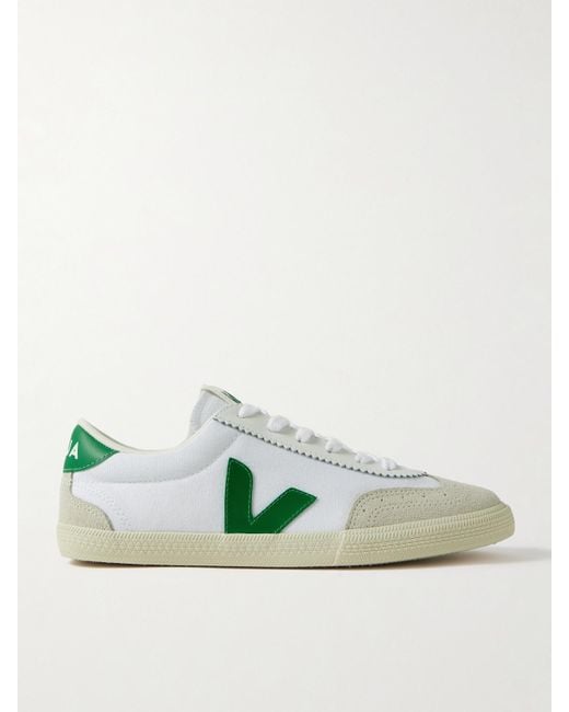 Veja Green Volley Sneakers Aus Canvas Mit Leder- Und Velourslederbesätzen