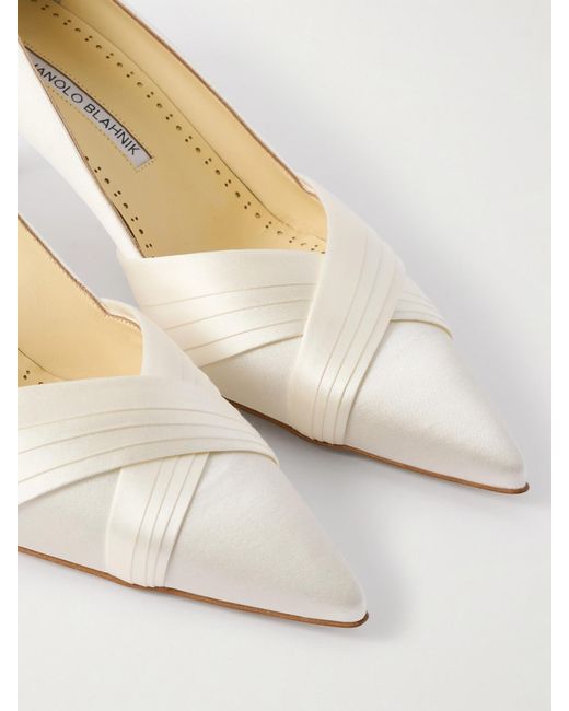 Manolo Blahnik Natural Vieralo 50 Satin Pumps