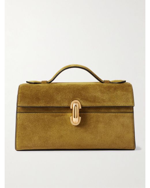 SAVETTE Brown Symmetry Pochette Tote Aus Veloursleder