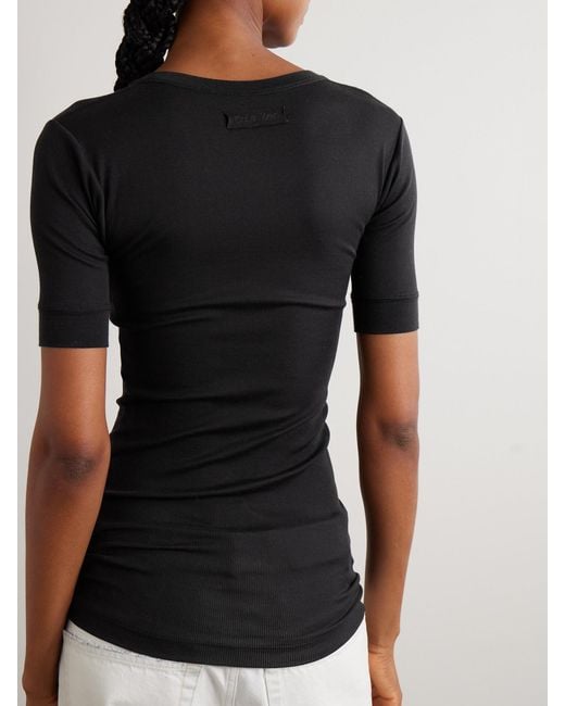 Calvin Klein Black Aubriella Ribbed Stretch Organic Cotton-Jersey T-Shirt
