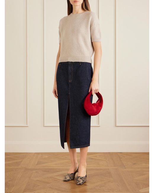 Khaite Red Olivia Mini Suede Shoulder Bag