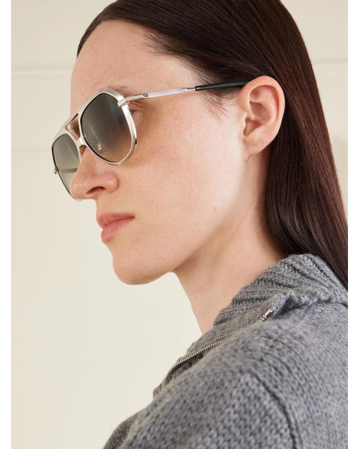 Jacques Marie Mage Metallic Lou Lou De La Falaise Louise Aviator-Style Titanium Sunglasses