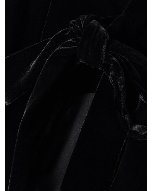 Sir Black Ettore Asymmetric Tie-Detailed Draped Stretch-Velvet Top