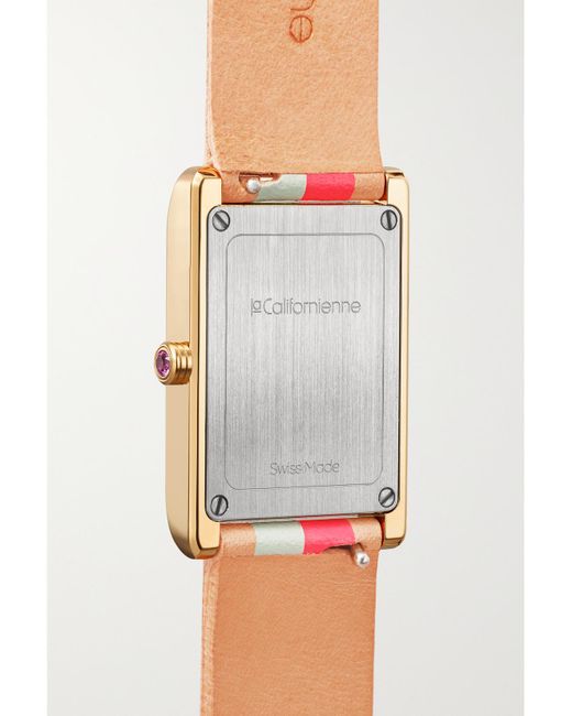 La Californienne White Daybreak 24Mm-Tone Striped Leather Watch