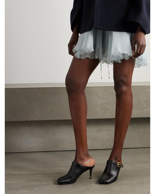 Chloé Black Andrea Mules Aus Leder Mit Schnallen