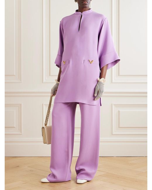 Valentino Garavani Purple Minikleid Aus Seiden-Cady Mit Verzierungen
