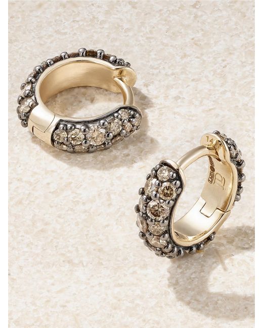Lucy Delius Natural Chubby Rhodium-Plated 14-Karat And Diamond Hoop Earrings