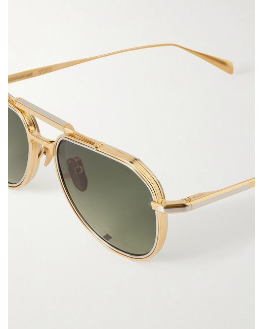 Jacques Marie Mage Green Commander Aviator-Style Sunglasses
