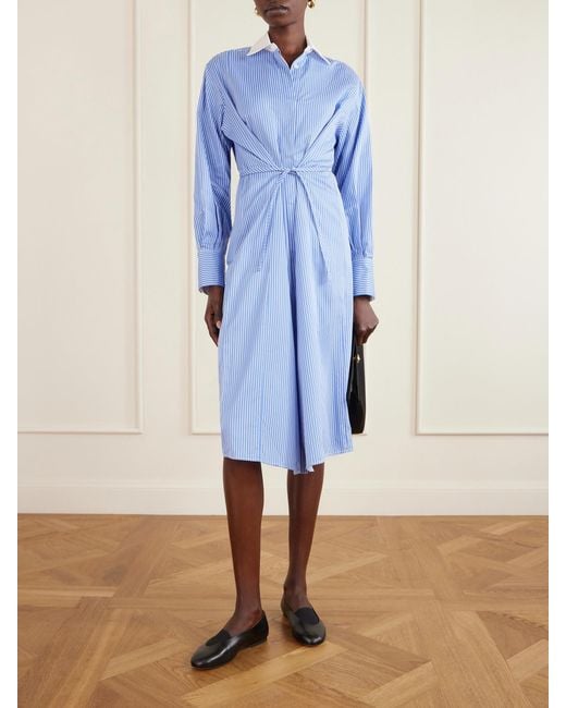 Altuzarra Blue Floyd Belted Striped Cotton-Poplin Midi Dress
