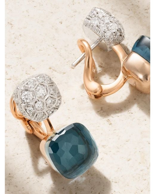 Pomellato Natural Nudo 18-Karat Rose And, Topaz And Diamond Earrings