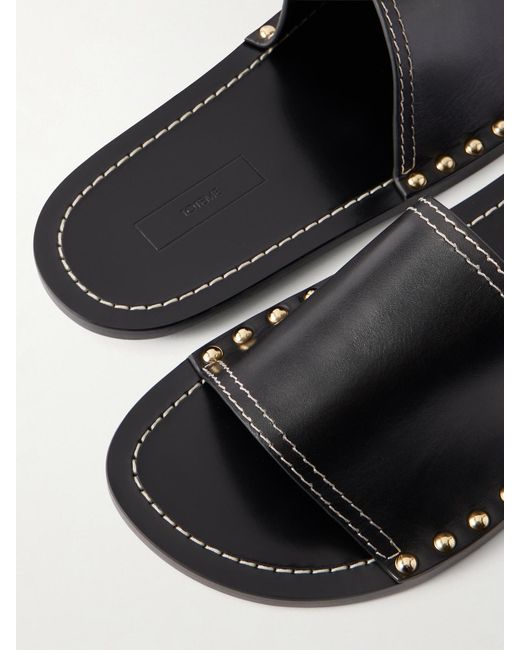 Totême  White Studded Leather Slides