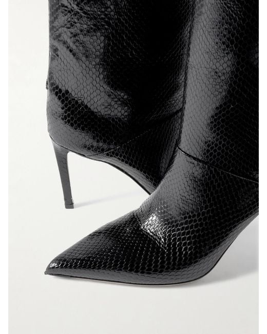 Jimmy Choo Black Beren 85 Stiefel Aus Leder Mit Schlangeneffekt