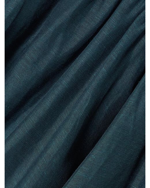 Zimmermann Blue Rebellion Linen And Silk-Blend Bustier Midi Dress