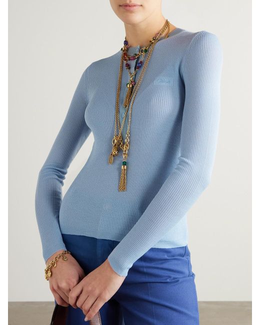 Chloé Blue Cotton-Canvas Flared Pants