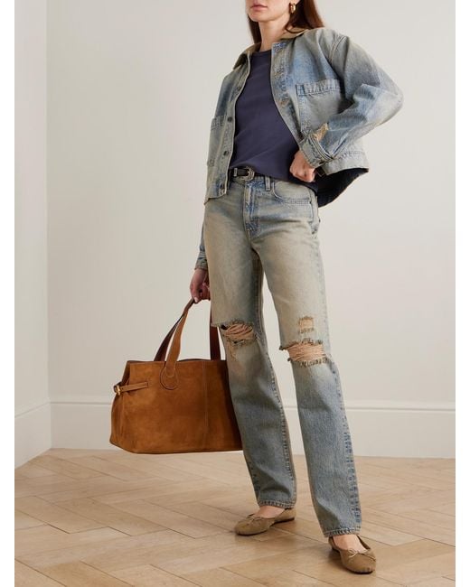 SLVRLAKE Denim Blue Sophie Long Mid-Rise Straight-Leg Jeans