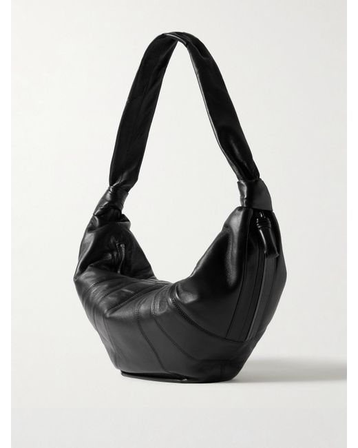 Lemaire Black Croissant Large Paneled Leather Shoulder Bag