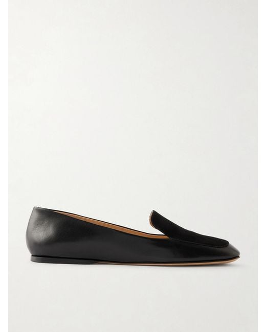 Gabriela Hearst Black Aveda Suede-Trimmed Leather Loafers