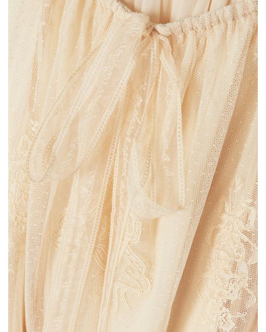 Zimmermann Natural Hypnotic Tie-Neck Flocked Lace Blouse