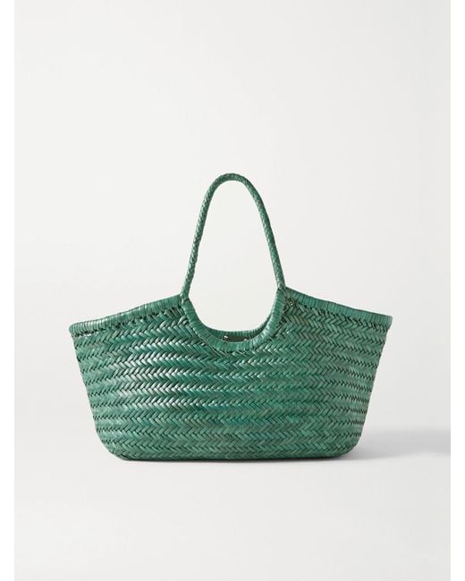 Dragon Diffusion Green Nantucket Large Woven Leather Tote