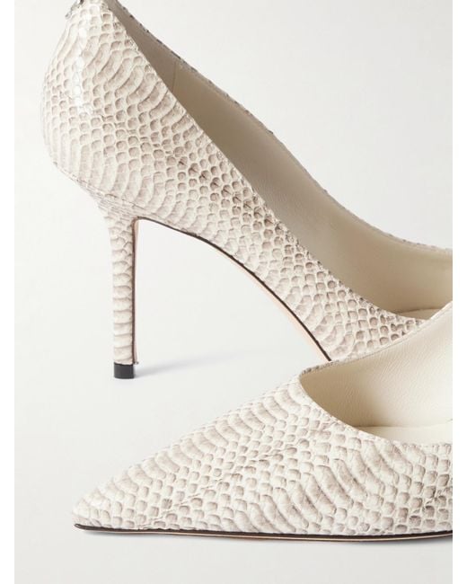 Jimmy Choo Natural Love 85 Snake-Effect Leather Pumps