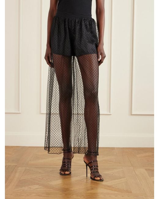 Alaïa Black Polka-Dot Fil Coupé Organza Wide-Leg Pants