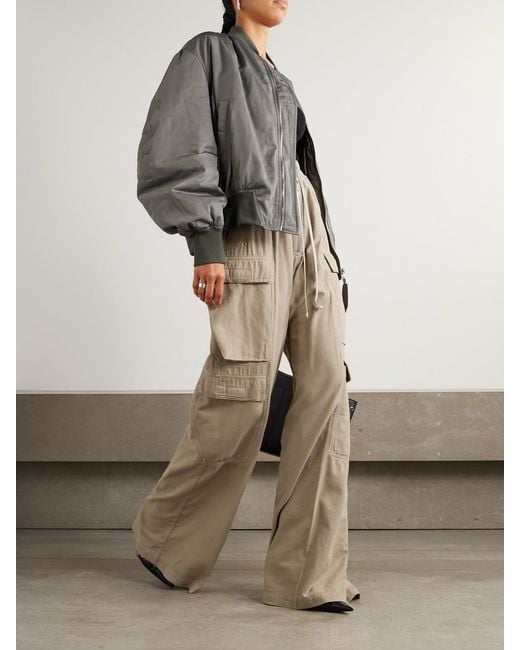 Rick Owens Natural Jumbo Belas Cotton-Twill Wide-Leg Cargo Pants