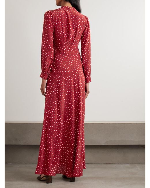 Rixo Red Emory Maxikleid Aus Crêpe De Chine Aus Seide Mit Punktemuster