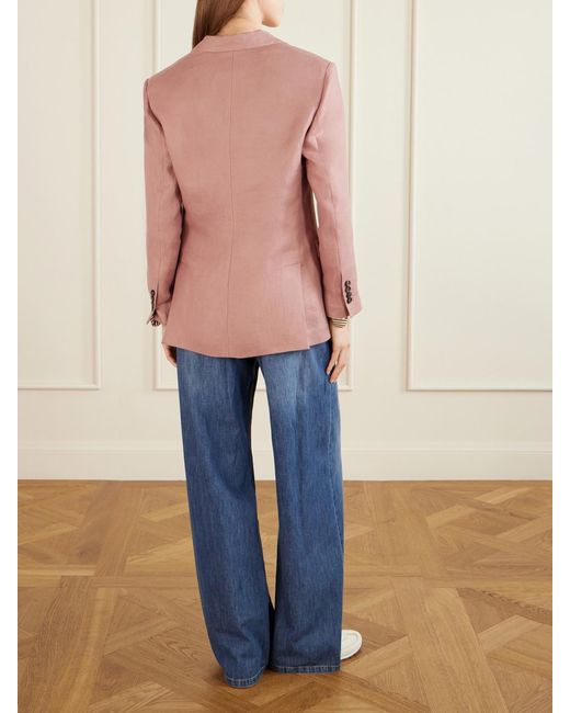 Brunello Cucinelli Pink Single-Breasted Linen-Twill Blazer