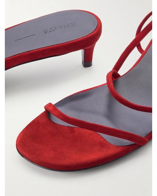 Khaite Pink Loop Suede Sandals