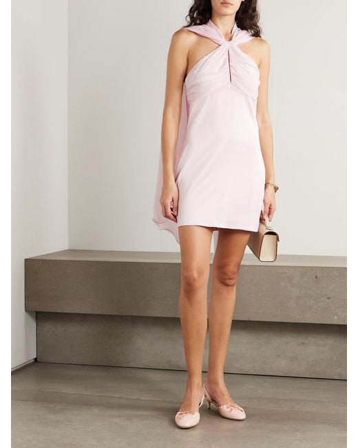 Posse Pink Solene Ruched Chiffon And Satin-Crepe Mini Dress
