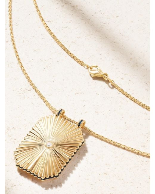 Marie Lichtenberg Natural Letter Scapular 18-Karat, Enamel And Diamond Necklace